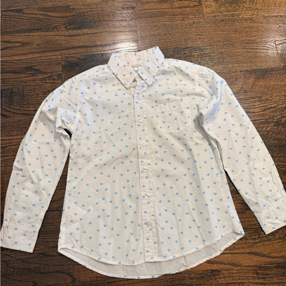 Dondolo Boy’s White and Blue Heart Shirt